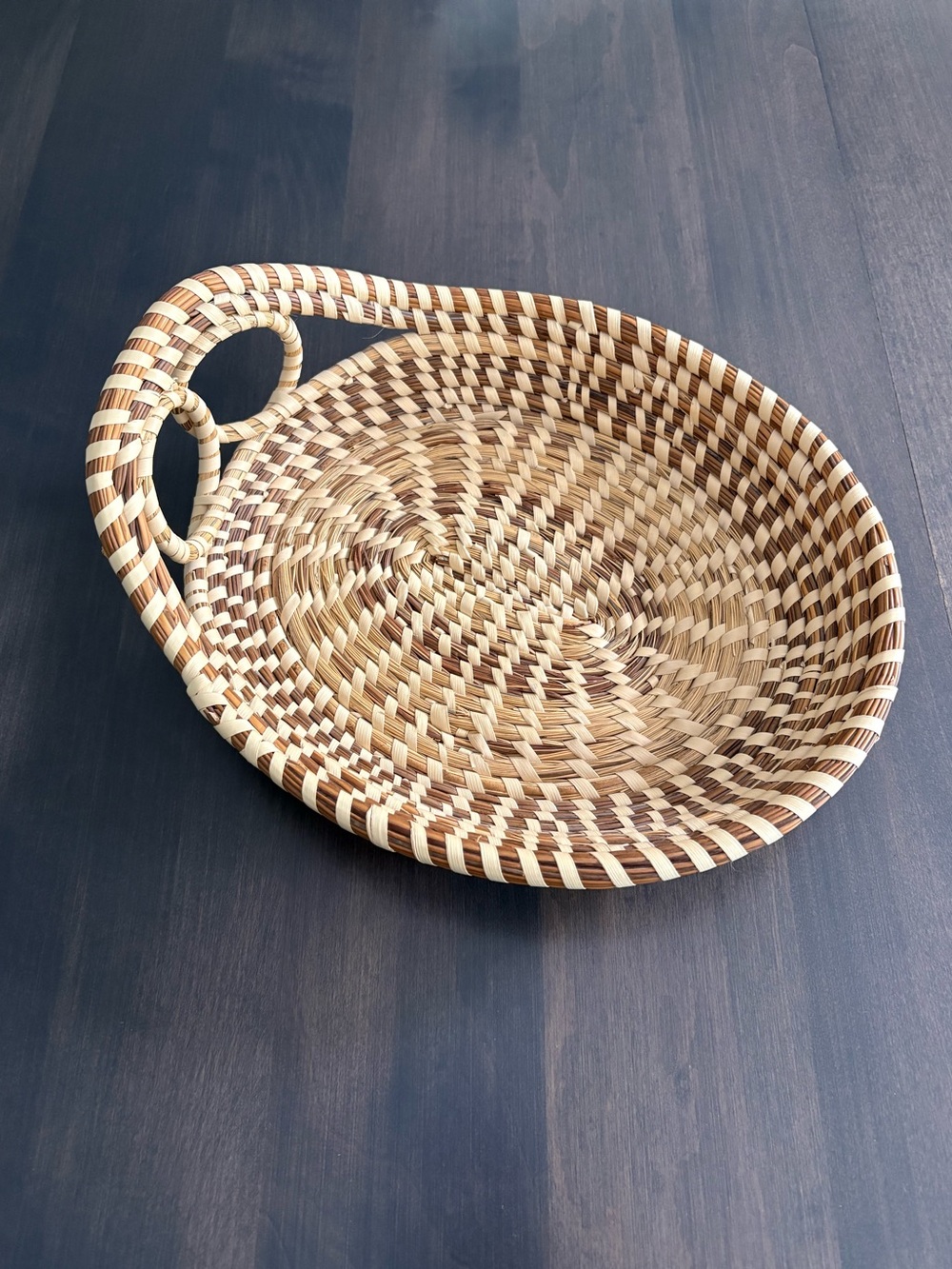 Gullah Sweetgrass Basket Hand Woven Double Loop Handle Charleston S. Carolina